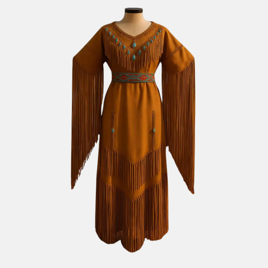 Handmade Beaded Cowhide Powwow Dress: Native American Regalia