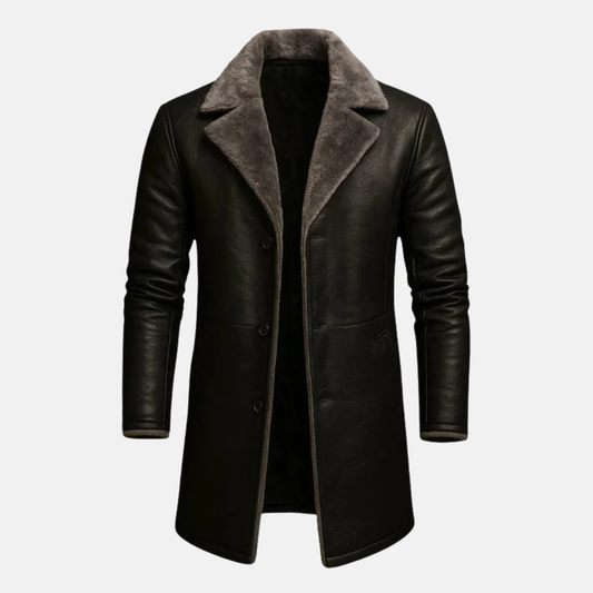 Men’s Genuine Leather Bomber Jacket – Classic Winter Leather Outerwear, Warm & Stylish Coat