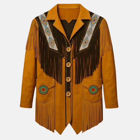 Handmade Leather Fringe Western Jacket for Men, Vintage Cowboy Style Classic Timeless Wear