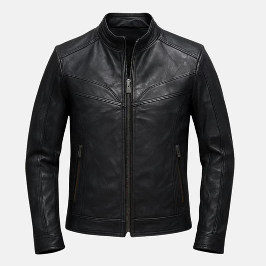 Handmade Men’s Leather Jacket – Biker Style Classic Cafe Racer Jacket