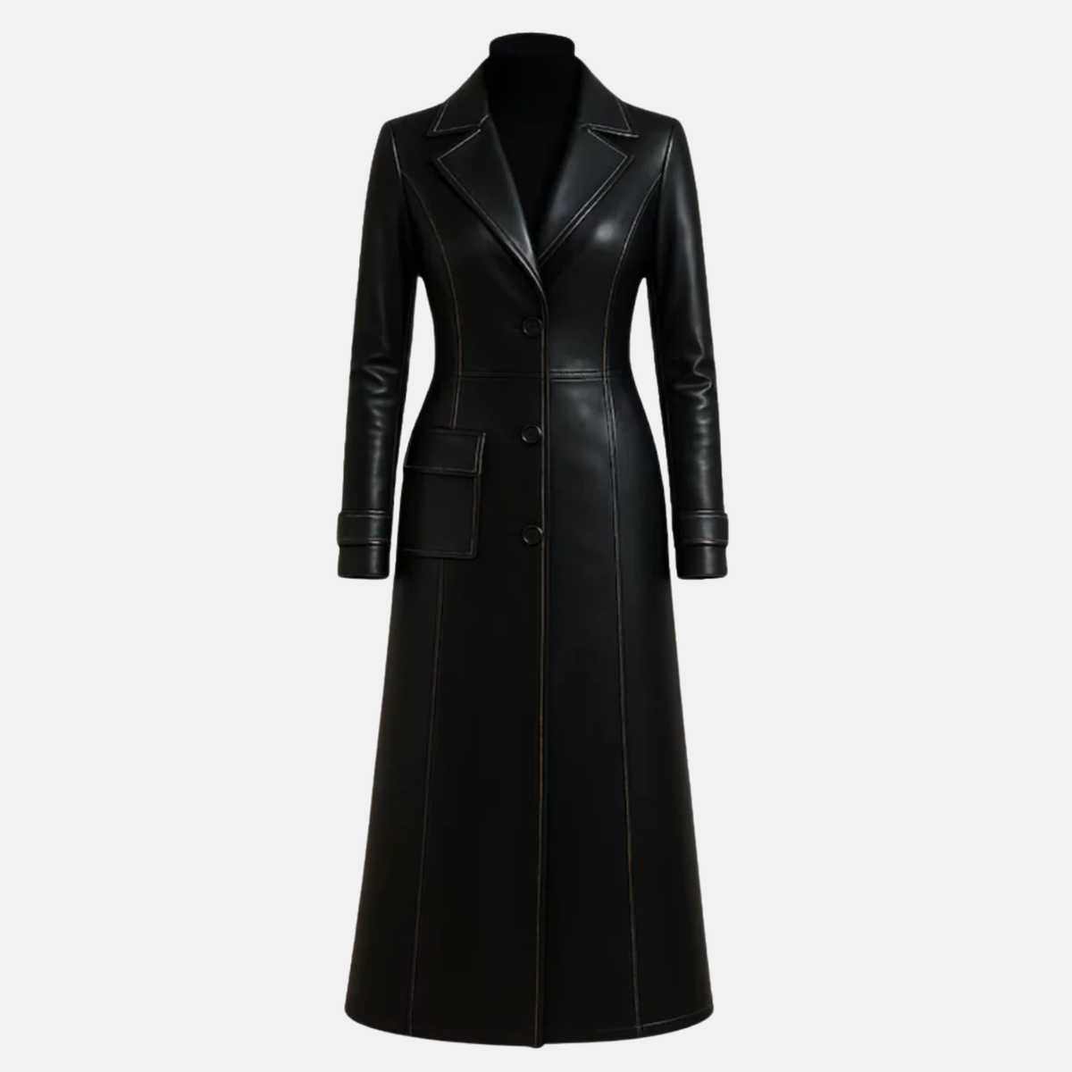 Handmade Gothic Hooded Leather Trench Coat: Black & White Steampunk Overcoat