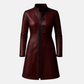 Handmade Vintage Distressed Leather Coat Women’s Long Genuine Leather Trench Jacket