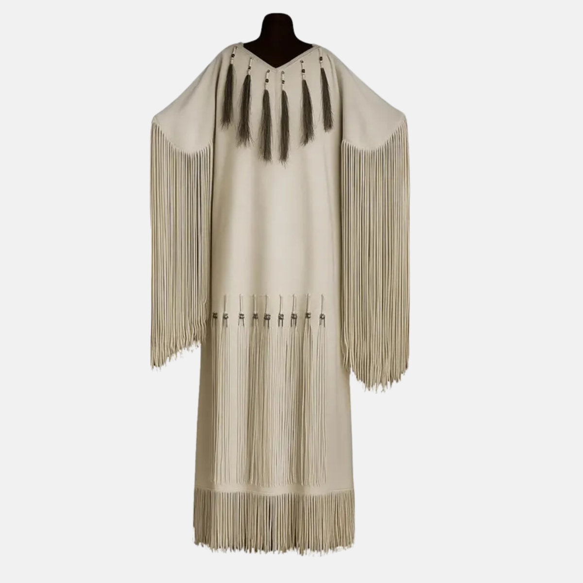 Genuine Leather Long Fringe Dress: Native American Powwow Regalia