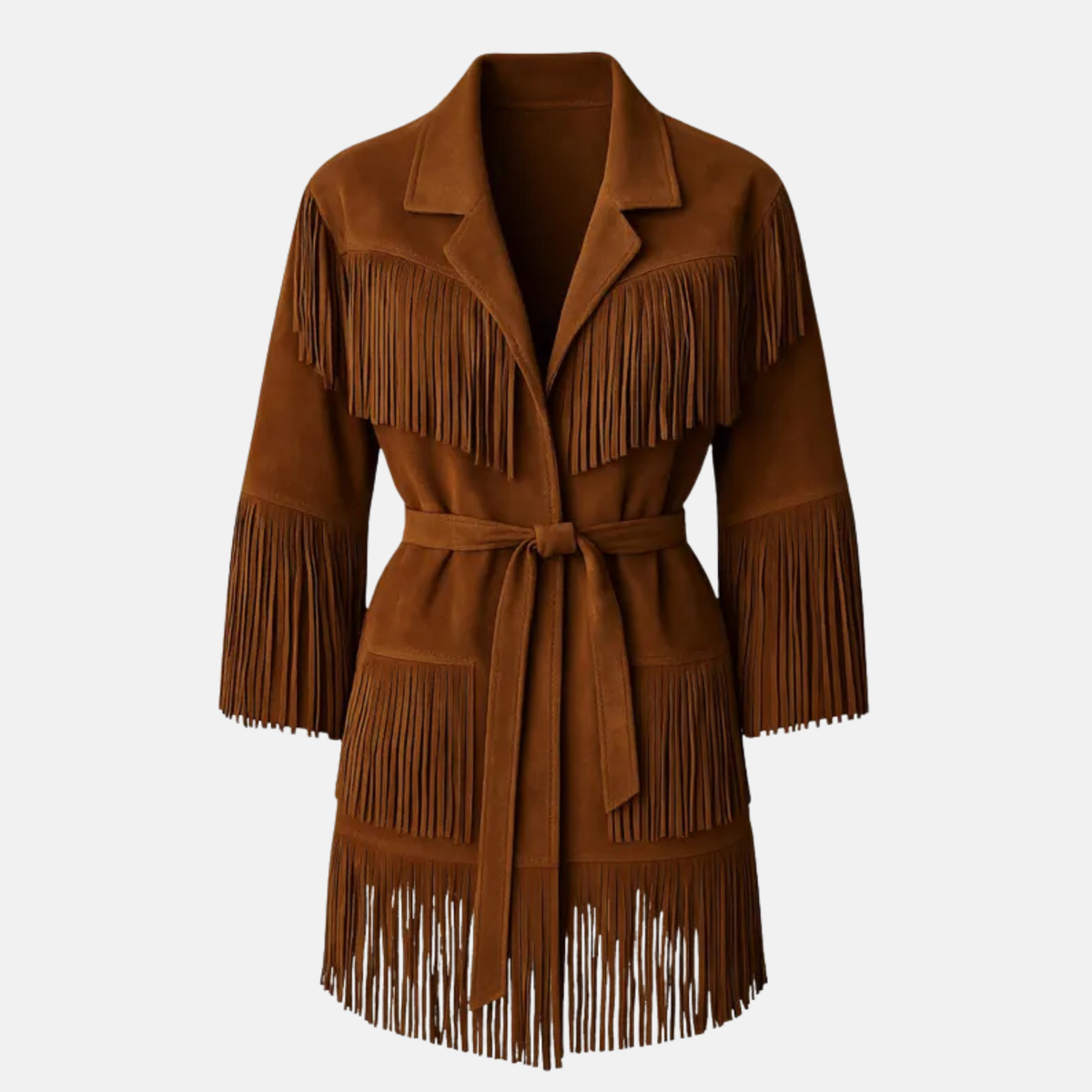 Women’s Western Fringe Coat Suede Leather Cowgirl Jacket Handmade Rodeo Style