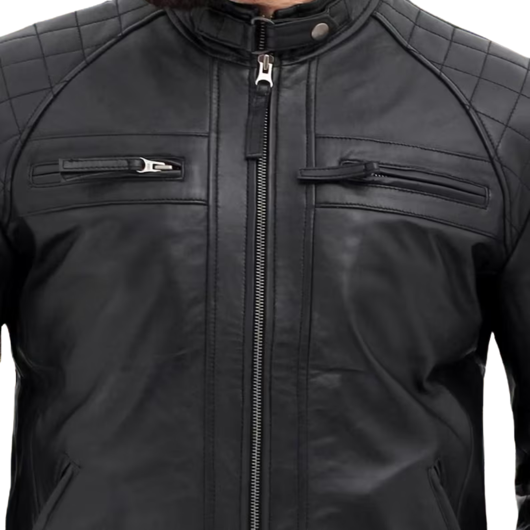 Brown Cowhide Leather Biker Jacket – Vintage Cafe Racer Style