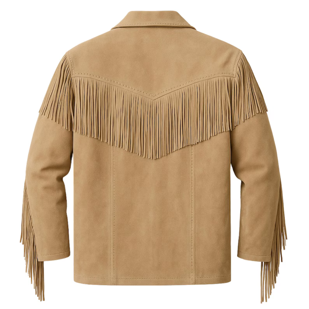 Men’s Western Fringe Jacket Suede Leather Cowboy Jacket Vintage Rodeo Style