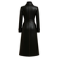 Handmade Gothic Hooded Leather Trench Coat: Black & White Steampunk Overcoat