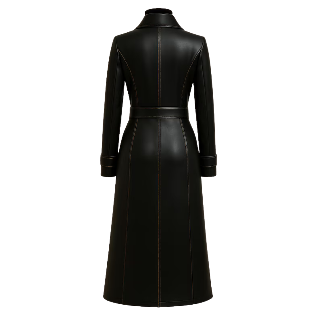 Handmade Gothic Hooded Leather Trench Coat: Black & White Steampunk Overcoat
