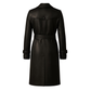 Handmade Black Leather Trench Coat: Gold Buttons, Belted Waist