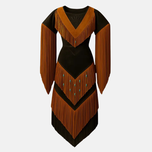 Handmade Suede Regalia Dress: Women's Powwow Outfit with Tribal Beadwork