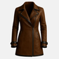 Women’s Brown Leather Coat Handmade Genuine Leather Trench Double Breasted Long Jacket Elegant Vintage Winter Outerwear