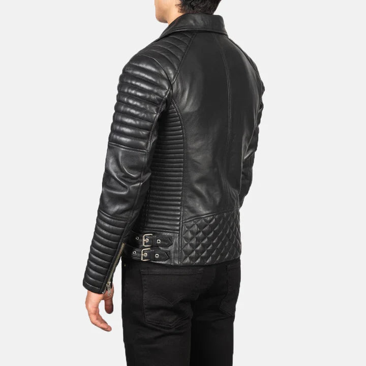 Mens Armand Black Leather Biker Jacket