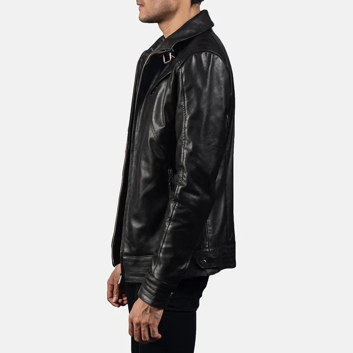 Mens Legacy Black Leather Biker Jacket