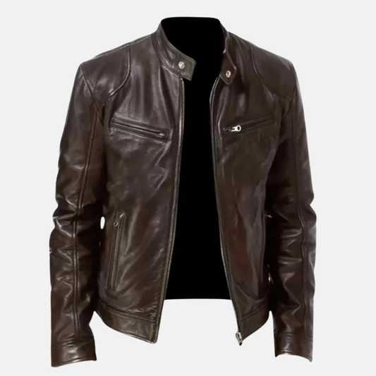 Handmade Vintage Style Leather Biker Jacket: Cowhide or Sheepskin