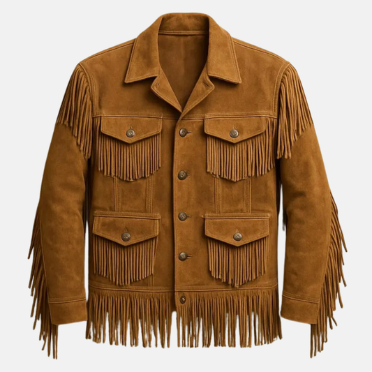 Men’s Western Fringe Jacket Vintage Leather Cowboy Coat Handmade Rodeo Style
