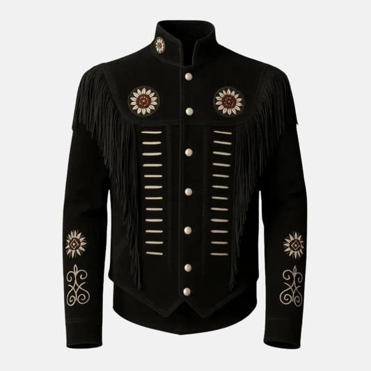 Men’s Embroidered Western Fringe Jacket Handmade Cowboy Coat Vintage Rodeo Style