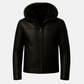 Men’s Handmade Leather Jacket with Fur Hood – Genuine Warm Lined Winter Coat