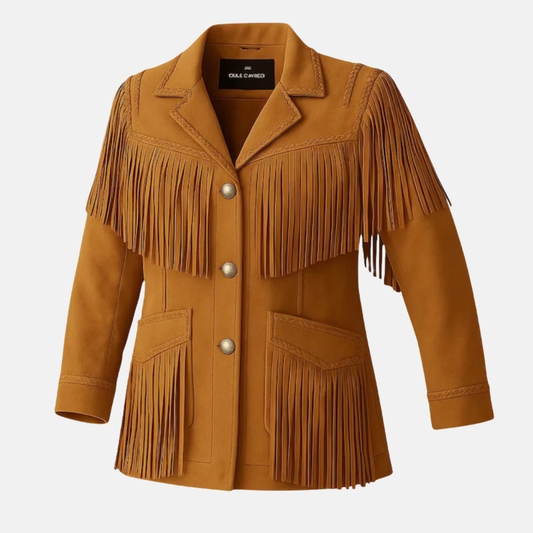 Mens Western Jacket, Handmade Cowboy Fringe Leather Coat, Vintage Classic Western Style Outerwear