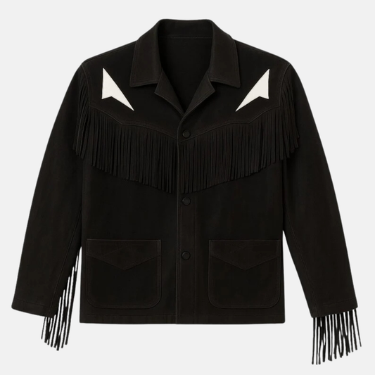 Handmade Leather Fringe Western Jacket for Men, Vintage Cowboy Style with Classic Fringe Design