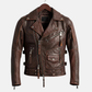 Handmade Brown Leather Biker Jacket – Classic Moto Style Men’s Motorcycle Coat