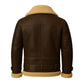 Men’s Handmade Shearling Leather Bomber Jacket – Real Aviator Coat with Fur Collar & Belted Waist