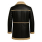 Men’s Shearling Leather Coat Black Winter Jacket Warm Long Fur Lined Coat