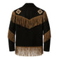 Men’s Western Fringe Jacket Cowboy Beaded Style Vintage Rodeo Leather Coat