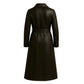 Women’s Long Leather Coat Handmade Belted Winter Trench Classic Full-Length Jacket