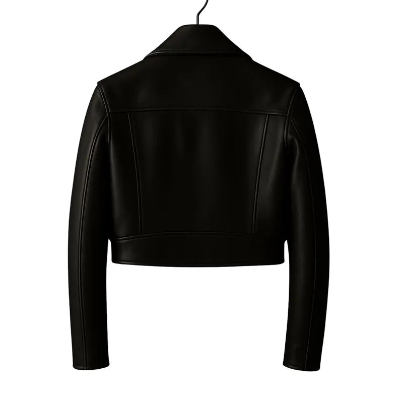 Women’s Slim Fit Vintage Black Leather Biker Jacket – Handmade Genuine Motorcycle Jacket, Classic