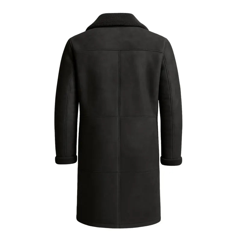 Handmade Genuine Leather Men's Overcoat: Vintage Style Long coat