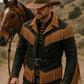 Men’s Western Fringe Jacket Handmade Leather Cowboy Coat Vintage Belted Rodeo Style