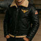 Men’s Aviator Leather Jacket Shearling Collar Flight Jacket Vintage Air Force Pilot Style