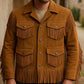 Men’s Western Fringe Jacket Vintage Leather Cowboy Coat Handmade Rodeo Style