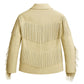 Women’s Fringe Leather Jacket Western Style Zipper Jacket Handmade Vintage Cowgirl Coat
