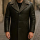 Genuine Leather Aviator Overcoat: Fur Lined Winter Jacket