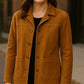 Women’s Suede Leather Coat Handmade Vintage Jacket Minimal Western Style