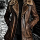 Handmade Brown Leather Trench Coat - Stylish Women's Outerwear