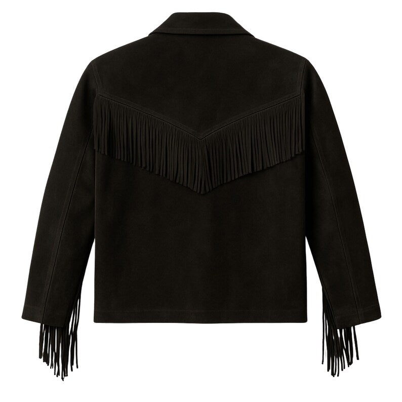 Handmade Leather Fringe Western Jacket for Men, Vintage Cowboy Style with Classic Fringe Design