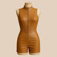 Handmade Black Leather Mini Dress: Backless Bodycon Party Outfit