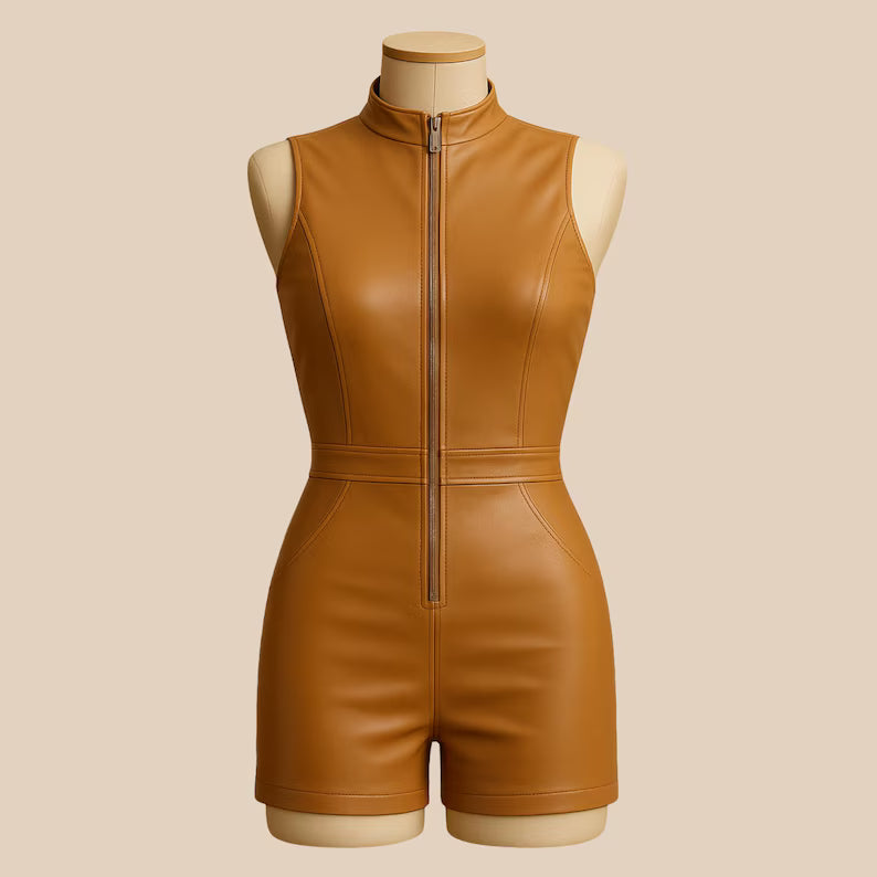 Handmade Black Leather Mini Dress: Backless Bodycon Party Outfit