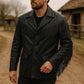 Handmade Mens Western Jacket, Vintage Cowboy Leather Fringe Coat in Classic Black Cowboy Style