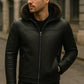 Men’s Handmade Leather Jacket with Fur Hood – Genuine Warm Lined Winter Coat