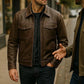Men’s Handmade Brown Leather Café Racer Jacket – Vintage Motorcycle Biker Style