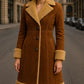 Women’s Brown Vintage Leather Trench Coat – Stylish Western Winter Long Coat, Warm Outdoor Wear