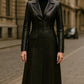 Handmade Gothic Hooded Leather Trench Coat: Black & White Steampunk Overcoat