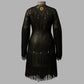 Handmade Leather Wedding Dress Women’s Long Fringe Gown, Western Style Native Powwow Regalia Maxi