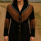Women’s Vintage Cowgirl Fringe Jacket Brown Cowhide Western Leather Coat, Handmade Fringe Festival Outerwear