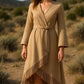Handmade Fringe Wrap Dress: Western Boho Leather-Look Wool Blend
