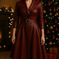 Handmade Leather Trench Coat Dress: Vintage Belted A-Line Midi