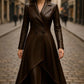 Handmade Brown Genuine Leather Trench Coat Dress: Elegant Long Coat